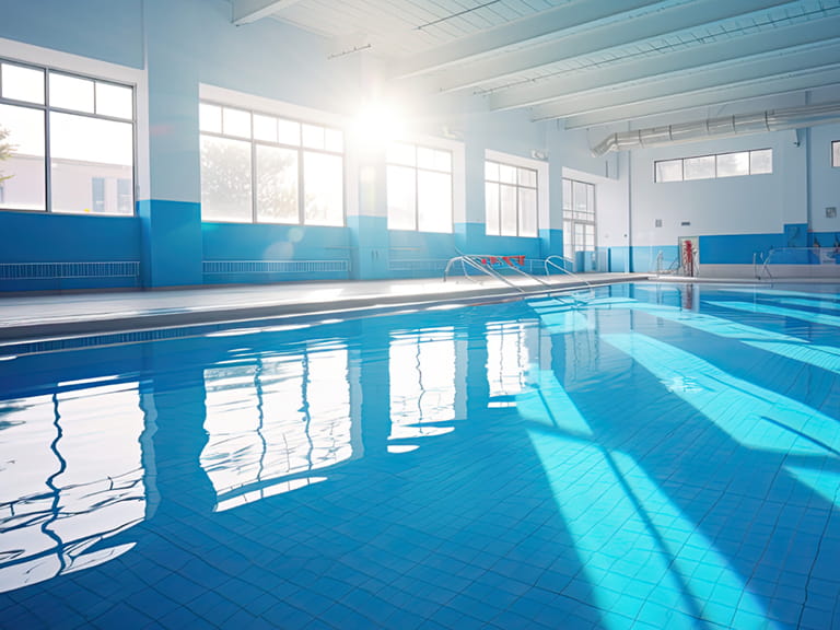 学校のプール給水時の水位監視・警報連動のイメージ画像